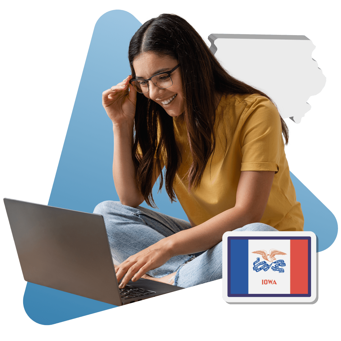 A woman with a laptop in a virtual class.