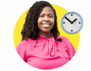 Donesha in circle with clock